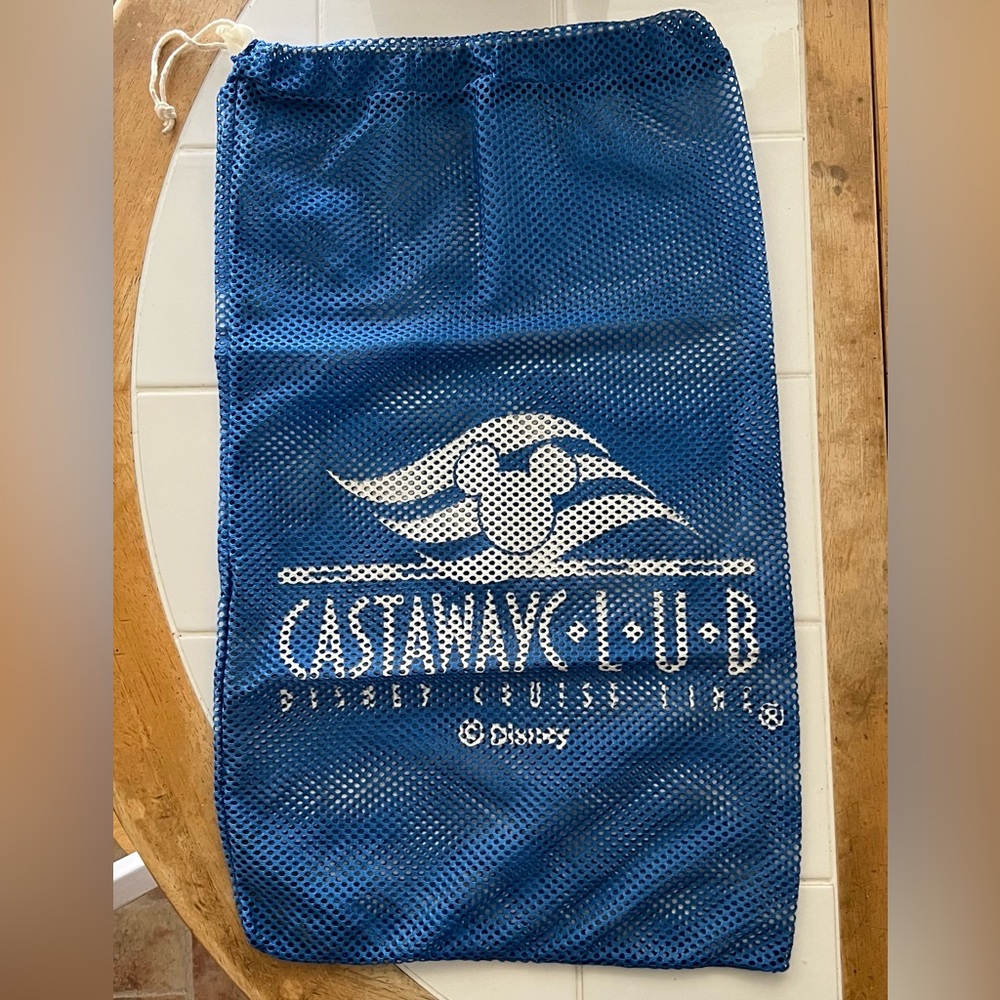 New Disney Cruise Line Castaway Club Blue Mesh Drawstring Cinch Sack